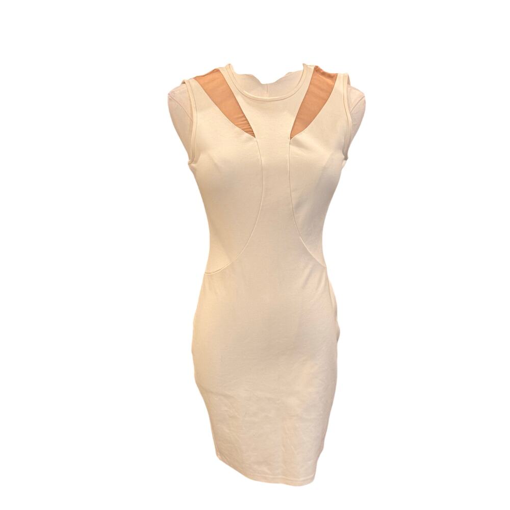 Ali & Jay White Cutout Bodycon Mini Dress Nude Mesh sz small - Picture 2 of 3